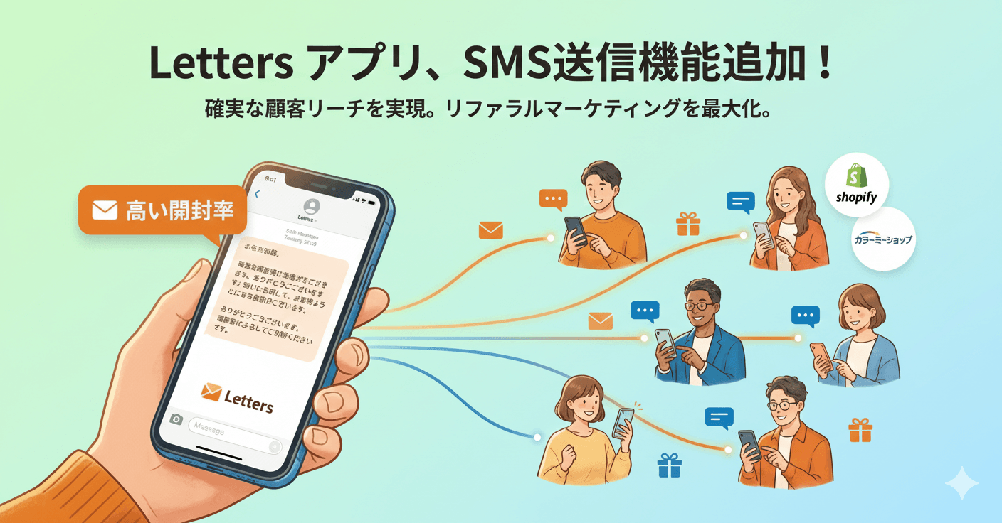 紹介プログラム導入アプリLettersのSMS送信機能